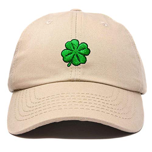 DALIX Four Leaf Clover Hat Baseball Cap St. Patrick’s Day Cotton Caps Khaki