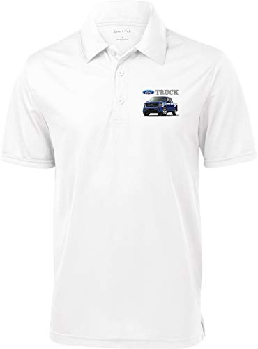 Ford F-150 Truck Pocket Print Textured Polo, White 3XL