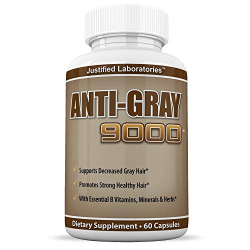 Justified Laboratories Anti Gray Hair 9000 Helps Restore Natural Hair Color 60 Capsules Per Bottle 1 Bottle