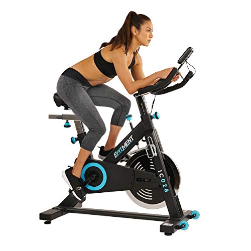 EFITMENT Pro Belt Drive Indoor Cycle Bike with 48.5 lb Flywheel, Leather Pad Resistance & LCD Monitor – IC028