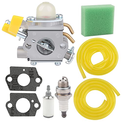 Powtol CS30 Carburetor fits Homelite Ryobi SS30 BC30 TP30 985624001 985308001 3074504 25cc 30cc String Trimmer Brushcutter Replace 308054003 C1U-H60 308054013 with Air Filter Tune Up Kit