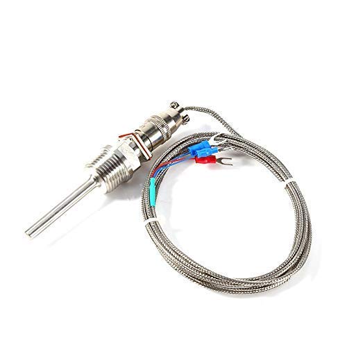 RTD PT100 Temperature Sensor Probe 1/2″ NPT Threads with 6.5 ft Cable,-58°F-572oF,Waterproof and Oil-Proof,Anti-Corrosion
