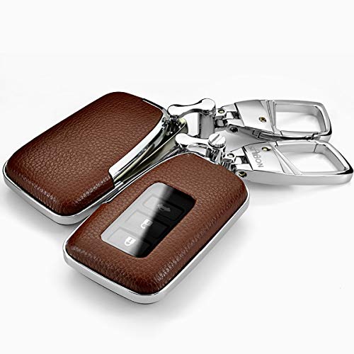 ontto Fit for Lexus Key Cover Case ABS Plastic Leather Key Shell Protector with Key Ring Preventing Falls and Scratch (Brown)