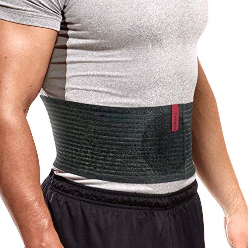 ORTONYX Premium Umbilical Hernia Belt for Men and Women / 6.25″ Abdominal Binder With Hernia Support Pad – Navel Ventral Epigastric Incisional and Belly Button Hernias – Black OX5241-L/XL