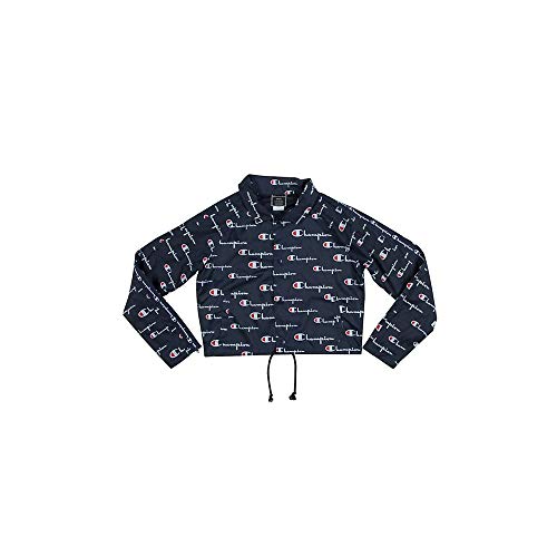 Champion Cropped Coaches Jacket, Womens Script Multi Scale Navy, X Large