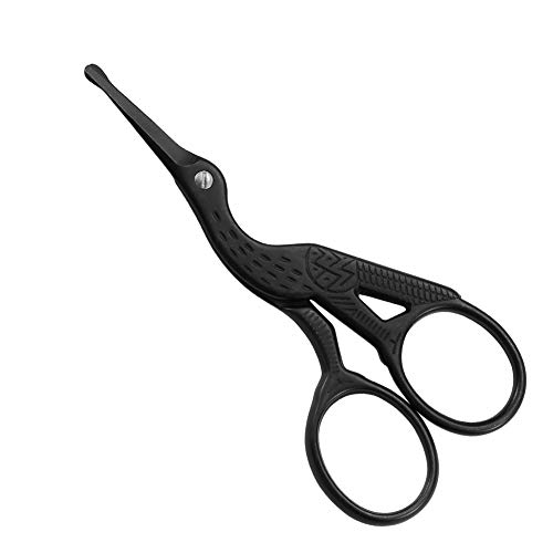 LIVINGO 3.5″ Rounded Tip Vintage Stork Scissors, Professional Stainless Steel with Black Titanium Coated, Cuticle Pedicure Beauty Grooming Scissors for Eyebrow, Facial Hair, Dry Skin, Nose Hair