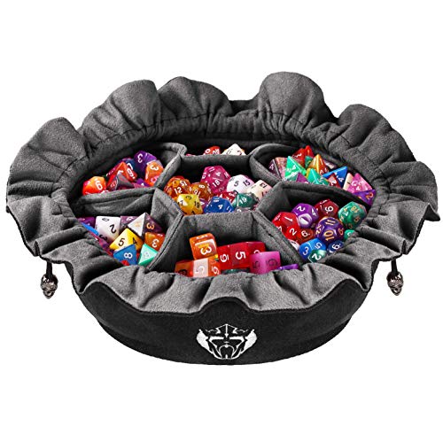 CardKingPro Immense Dice Bags with Pockets – Black – Capacity 150+ Dice – Great for Dice Hoarders [Patented Design]