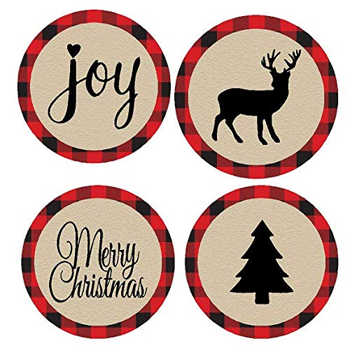 48pack Lumberjack Merry Christmas Joy Deer Tree Assortment Stickers Labels Envelope Decorative Seals -1.5inch