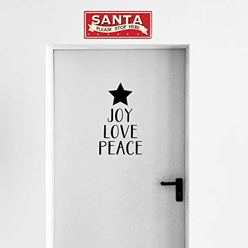 Vinyl Wall Art Decal – Star Joy Love Peace – 22.5″ x 13″ – Christmas Seasonal Holiday Decoration Sticker – Indoor Outdoor Home Office Wall Door Window Bedroom Workplace Decals (Black)