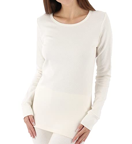 Cottonique Hypoallergenic Women’s Thermal Long Sleeve Made from 100% Organic Cotton (4, Natural)
