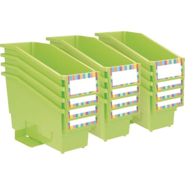 Really Good Stuff Non-Tip Book and Binder Holders, 5½” by 13½” by 7¾” (Set of 12) – 21 Colors Available – Magazine, Folder Bins with Stabilizer Wings, Built-in Label Holder – Durable, Won’t Fall Over