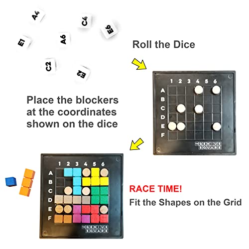 The Genius Square – Game of The Year Award Winner! 60000+ Solutions STEM Puzzle Game! Roll The Dice & Race Your Opponent to Fill The Grid by Using Different Shapes! Promotes Problem Solving Training | The Storepaperoomates Retail Market - Fast Affordable Shopping