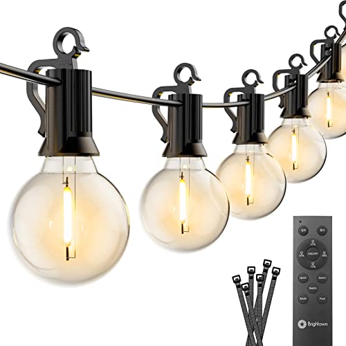 Brightown Outdoor String Lights with Remote, 38Ft(28+10) Patio Lights Outdoor Waterproof, String Lights for Outside with 17 Shatterproof Bulbs(2 Spare), Hanging Lights for Porch Balcony Bistro Cafe