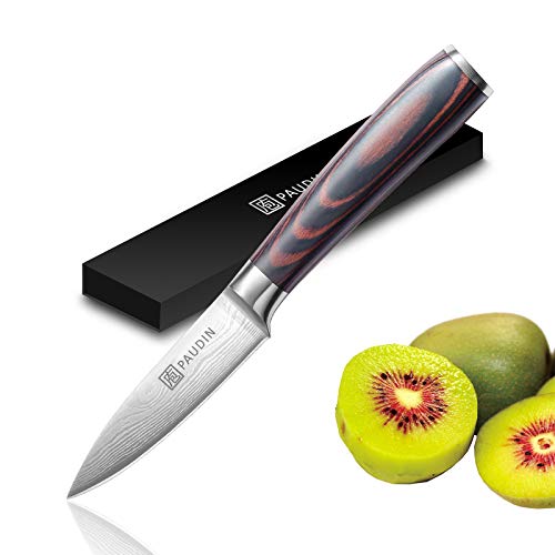 PAUDIN Paring Knife 3.5 Inch Japanese Kitchen Knives, N8 German High Carbon Stainless Steel Knife for Fruit and Vegetable Cutting Chef Knives