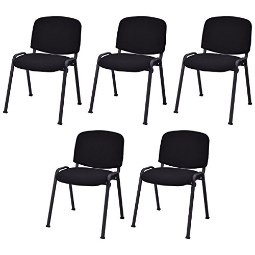 Casart 5 PCS Conference Chair Set W/Steel Frame,Ergonomic Design,Sponge Seat and Back,Stack Chair for Study Waiting Room Guest Reception Room Stackable Office Chairs Furniture Set