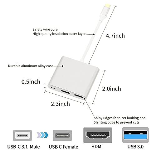 QCEs USB C to HDMI Adapter, USB-C Digital AV Multiport Adapter, Type C Converter 4K HDMI Video Output with USB 3.0 and USB C PD Charging Hub Compatible with Samsung S20,Apple MacBook Mac HDMI Adapter | The Storepaperoomates Retail Market - Fast Affordable Shopping