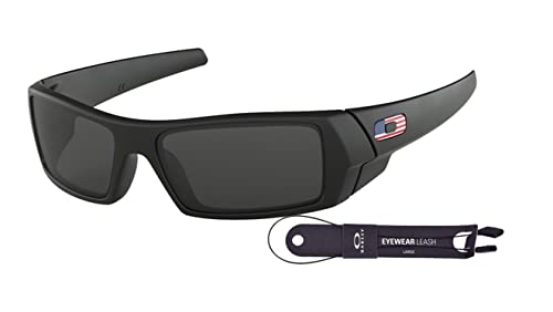 Oakley Gascan OO9014 Sunglasses Matte Black/USA Icon + BUNDLE Leash + BUNDLE with Designer iWear Complimentary Care Kit