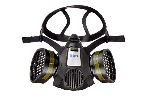 Dräger X-plore 3500 Half-Face Respirator Mask + 2x Multi-Gas Cartridge (OV/AG/HF/FM/CD/AM/MA/HS), NIOSH-Certified, Reusable Professional Respiratory Protection Kit