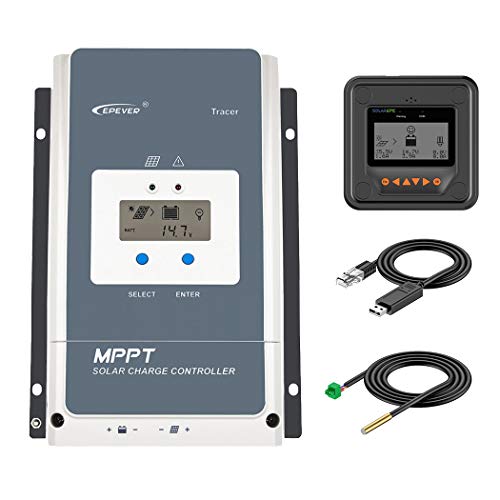 EPEVER MPPT Solar Charge Controller 60A 150V PV Negative Grounding, Suitable for 12/24/36/48V Battery System with Remote Monitoring Display MT50