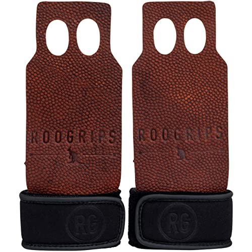 RooGrips Gym Hand Grips – 2-Finger Hand Grips for Weightlifting, Gymnastics & Gym/Home Workouts – Kangaroo Leather Hand Grips for Ultimate Strength & Protection for Men & Women, Small, Pebble Grain