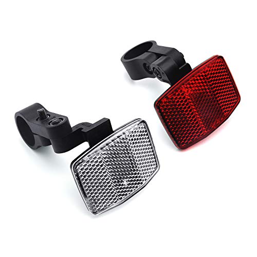 MFC PRO Kids Bike Front&Rear Reflectors Kit for Handlebar and Seatpost (RED+White) (Kit 1, W:Φ21.2~22.6/R:Φ21.2~22.6)