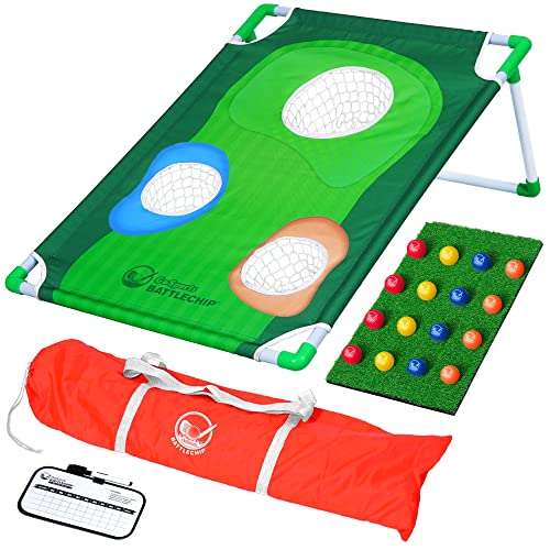 GoSports BattleChip Backyard Golf Cornhole Game – Includes Chipping Target, 16 Foam Balls, Hitting Mat and Carrying Case