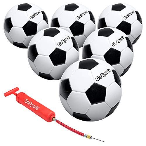 GoSports Classic Soccer Ball 6 Pack – Size 5 – with Premium Pump and Carrying Bag