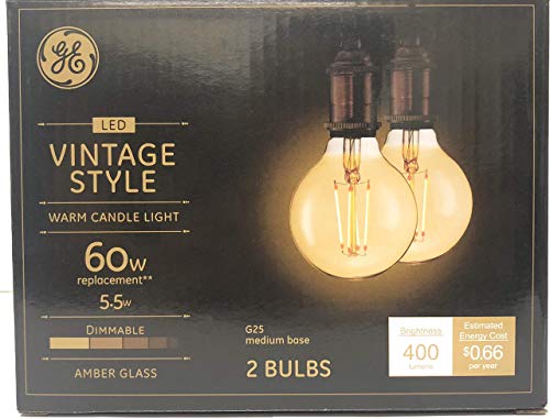 LED Light Bulbs, G25, Amber Warm White, 5.5-Watts, 400 Lumens, 2-Pk.