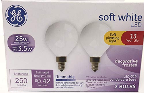 ge 32255 Decorative Frosted Soft White 25w Dimmable Pack 2