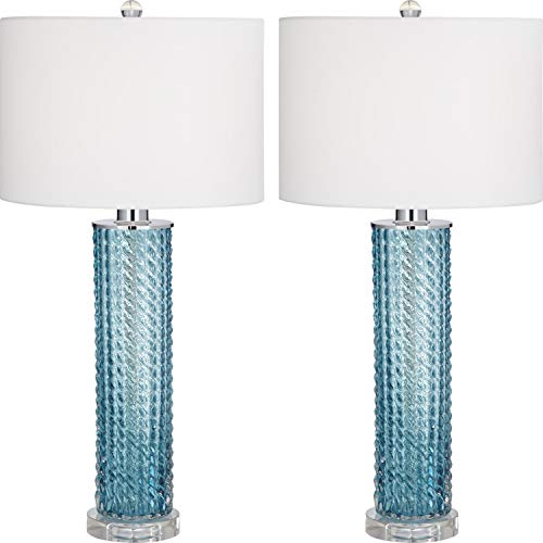 Renzo Set of 2 Ocean Sea Blue Glass and Crystal Table Lamp – Pacific Coast Lighting 32F03