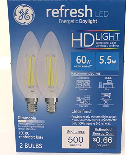 ge 31508 Clear Finish Daylight HD 60w Dimmable Pack 2
