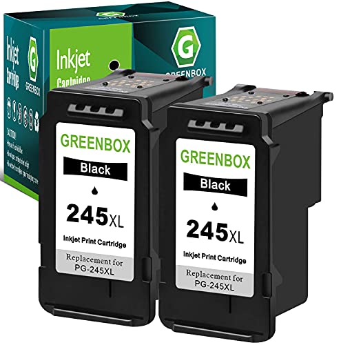 GREENBOX Remanufactured 245XL Black Ink Cartridge Replacement for Canon PG-245 PG-245XL PG 245 245XL 245 XL for Canon PIXMA MX492 MX490 MG2920 MG2420 MG2520 MG2522 IP2820 (2 Black)