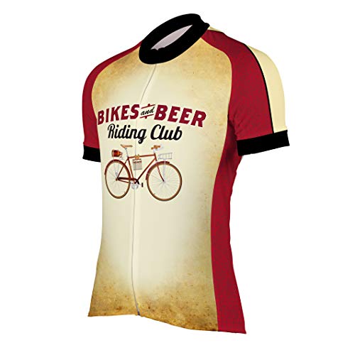 Peak 1 Sports Bikes & Beers Riding Club Men’s Cycling Jersey XL – Men’s Beige