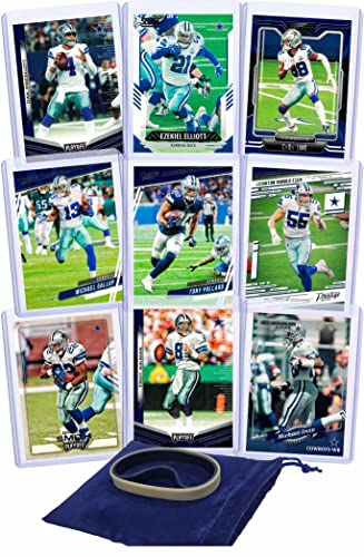 Dallas Cowboys Cards: Prescott, Elliott, Aikman, Lamb, Romo or Pollard, Emmitt Smith, Michael Gallup, Leighton Vander Esch, Irvin ASSORTED Football Stars & Legends Trading Card & Wristbands Bundle