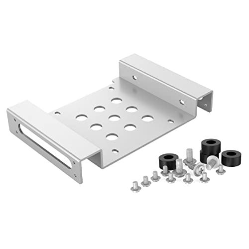 ORICO Aluminum 5.25 Inch to 2.5 or 3.5 Inch Bay Adapter Internal Hard Disk Drive Mounting Kit with Screws and Shock Absorption Rubber Washer- Silver