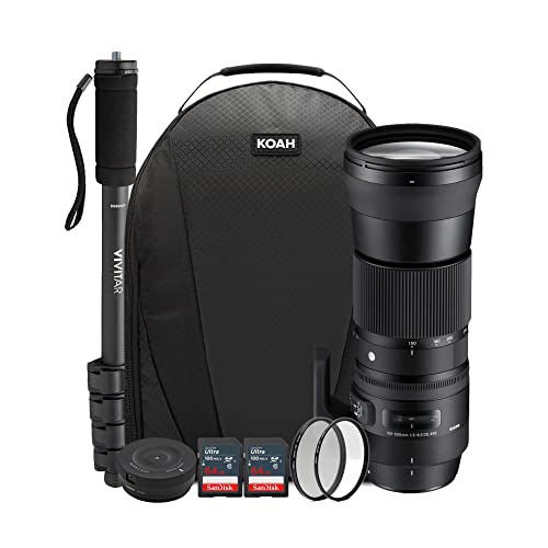 Sigma 150-600mm 5-6.3 Contemporary DG OS HSM Lens for Canon DSLR Cameras USB Dock and Two 64GB SD Card Bundle (7 Items)