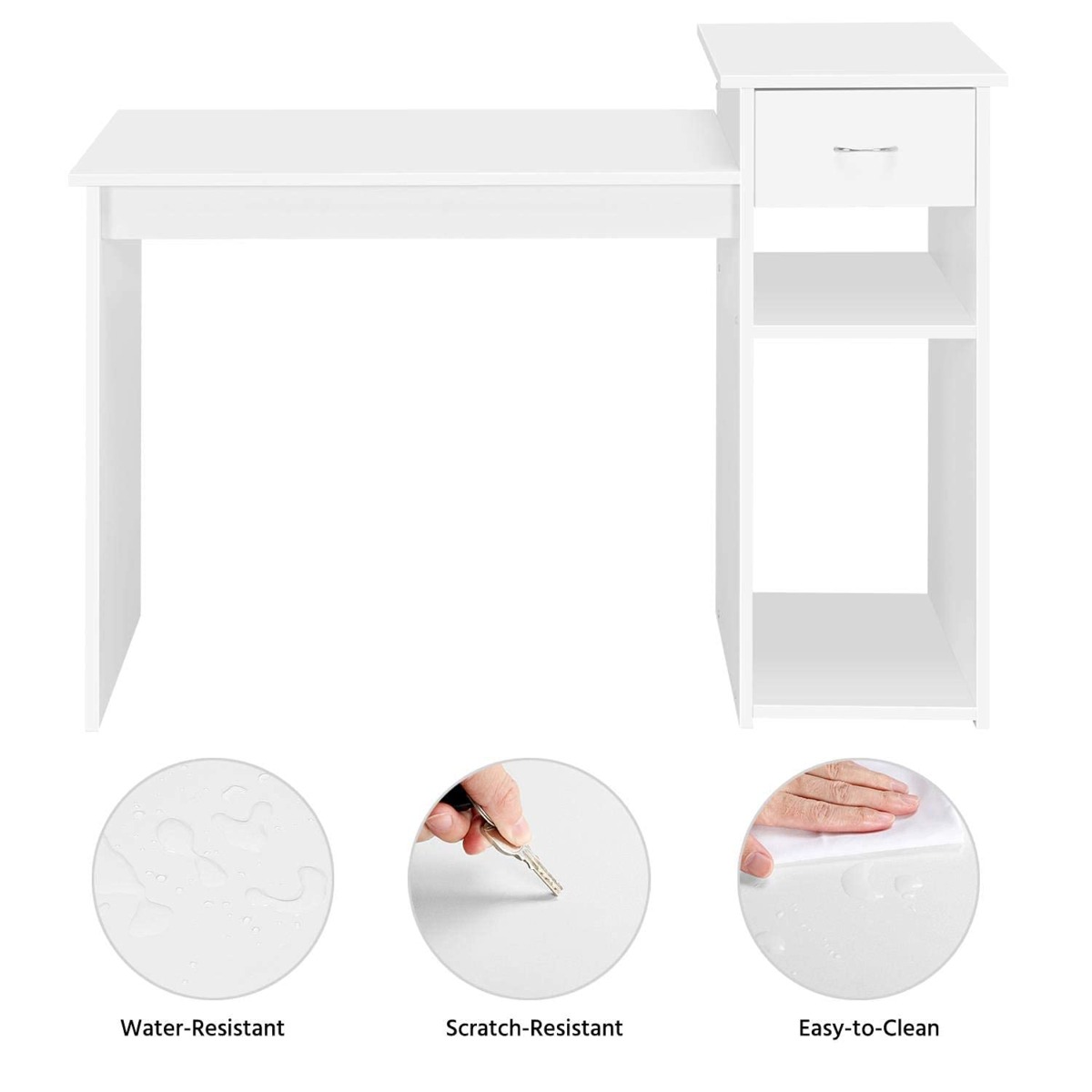 Yaheetech Home Office Computer Desk with Storage Drawer & Monitor Shelf, Writing PC Laptop Table Desk Study Workstation Furniture for Small Spaces, White | The Storepaperoomates Retail Market - Fast Affordable Shopping