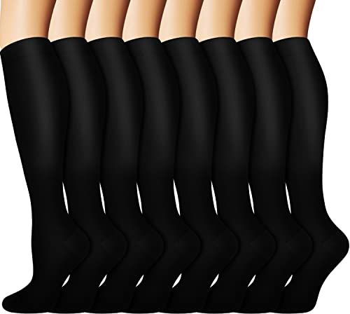 Graduated Copper Compression Socks for Men & Women Circulation 8 Pairs 15-20mmHg – Best for Running Athletic Cycling