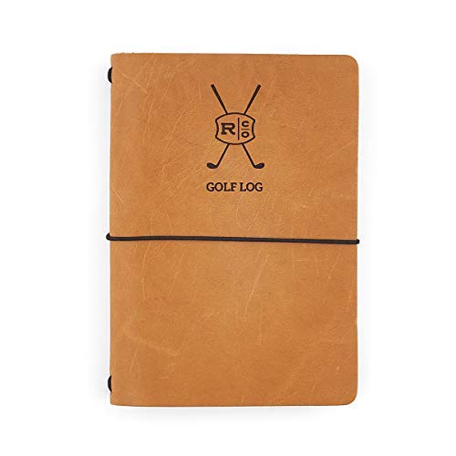 Rustico LEATHER GOLF LOG BOOK, Handmade In the USA, Easily Refillable, Perfect for Birthdays and Anniversaries, Natural Top Grain, Great gift for Dad or Husband