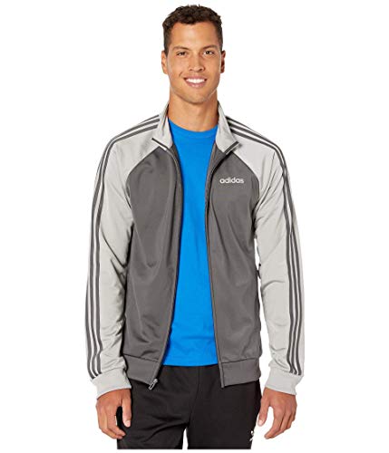 adidas Essentials Men’s 3-Stripes Track Jacket, Grey/Medium Grey Heather/Grey, Small