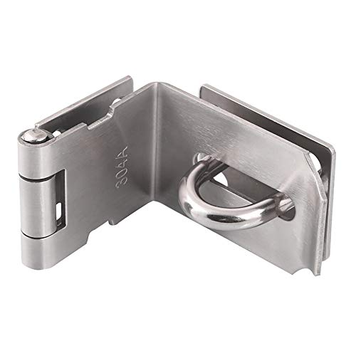 HOWDIA 4 Inch Door Hasp Latch 90 Degree, Stainless Steel Safety Right Angle Padlock Hasp Locking Latch Security Door Clasp Hasp Lock Latch for Push/Sliding/Barn Door, 2mm Thick, Brushed Silver