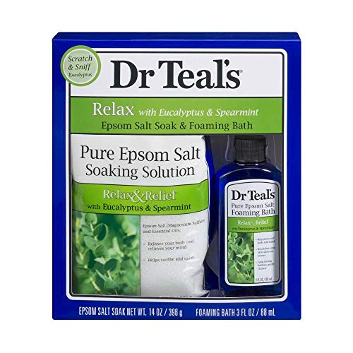Dr Teal’s Relax with Eucalyptus & Spearmint Epsom Salt Soak & Foaming Bath 2-Piece Travel Gift Set