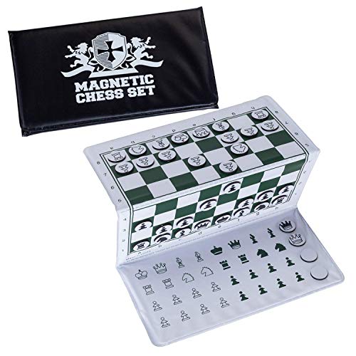 WE Games Mini White Logo Magnetic Pocket Chess Set – 6 x 3.25 in.