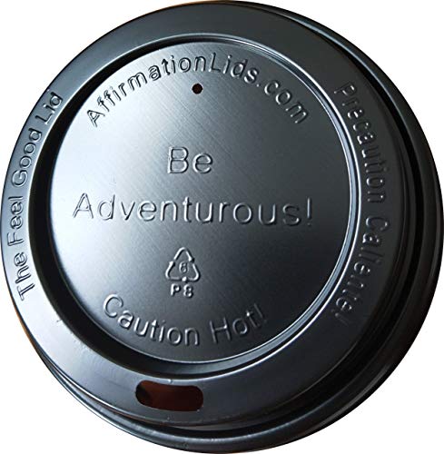 Positive Affirmation Coffee Lids for Solo/Dixie/Karat cups16/20/24oz, Single Variety 400ct (Black) (Be Unstoppable)