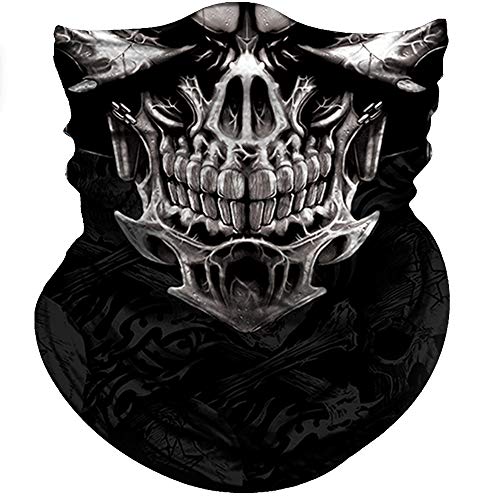 Obacle Skull Face Mask Half for Dust Wind UV Sun Protection Seamless 3D Tube Mask Bandana for Men Women Durable Thin Breathable Skeleton Mask Motorcycle Riding Bike Festival (Skull Ugly Hole Face)