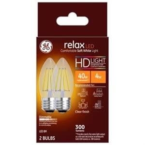 Relax HD Decorative LED Light Bulbs, Soft White, Clear, 300 Lumens, 4-Watts, 2-Pk.