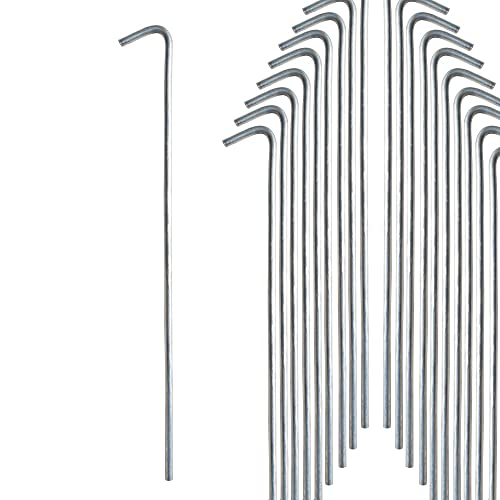 Gray Bunny Galvanized Steel Tent Stakes, 20 Pack, Solid Steel Tent Pegs, Rust Resistant Metal Hook, Garden Stake for Plants and Landscaping, Perfect for Anchoring Camping Tents
