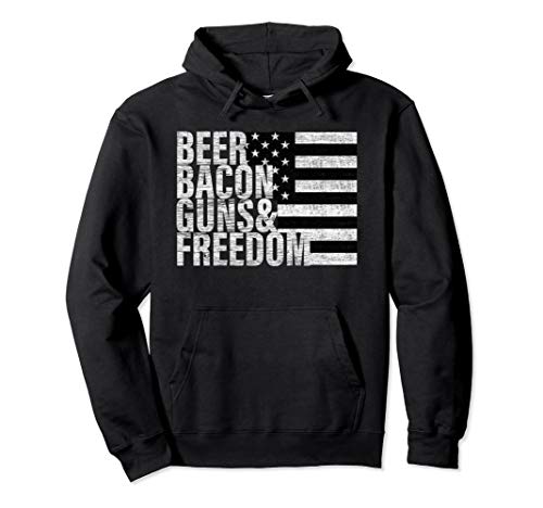 Beer Bacon Guns & Freedom Hoodie Flag Pullover