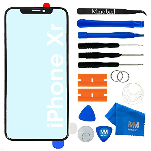 MMOBIEL Front Glass Repair Kit (iPhone 7 and Higher) Compatible with iPhone XR – 6.1 inch – 2018 – Lens Screen Replacement Repair Kit – Incl. Toolkit – Gray