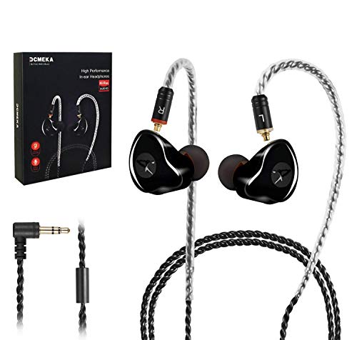 DCMEKA in Ear Monitor, Dynamic Hybrid Wired Earbuds, Dual Driver in-Ear Earphones Musicians in Ear Headphones with MMCX Detachable Cables, Noise-Isolating Earbuds, HiFi Stereo (Black)